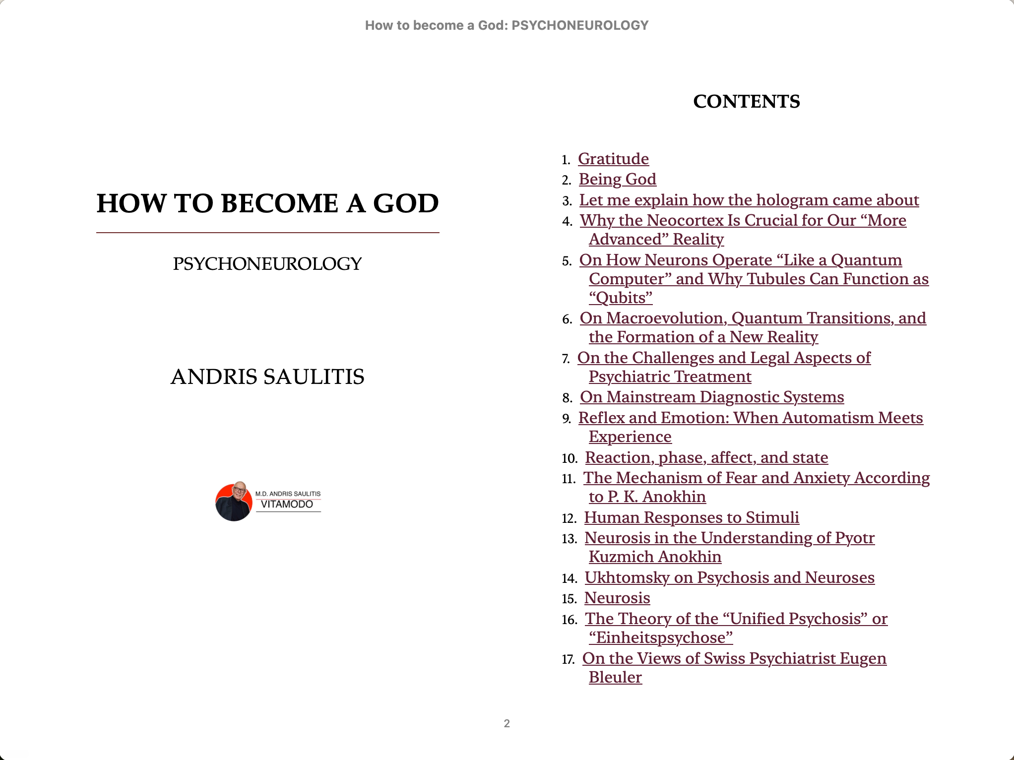 How to become a God  the phenomenon  of Immortality. Psychoneurology